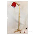 E27 Red Fabric Shade Original Wooden Standing Lamp